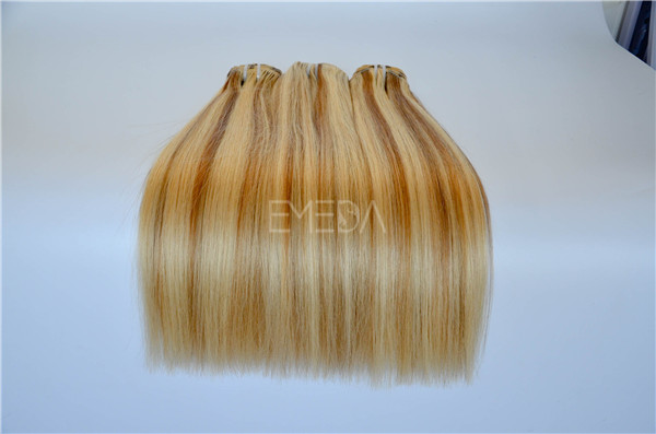 Top grade hot sale P-color double drawn remy human hair weave WJ030